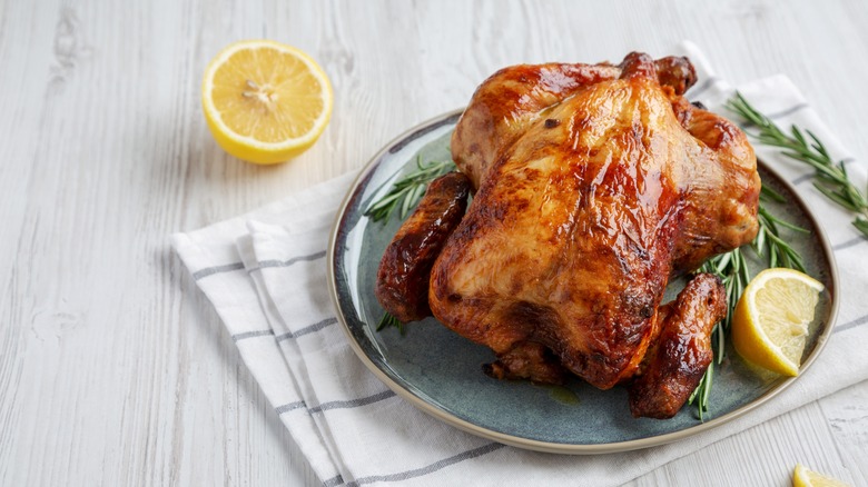 rotisserie chicken on a plate