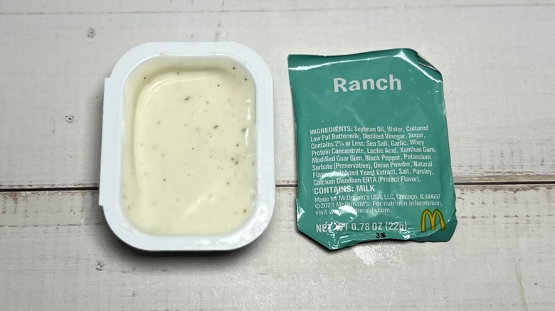 Open container of McDonald's Creamy Ranch Sauce