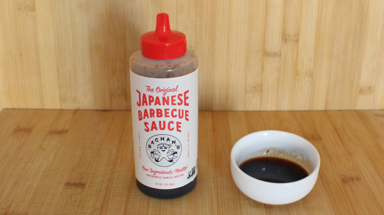 Bottle and bowl of Bachan's Original Japanese Barbecue Sauce