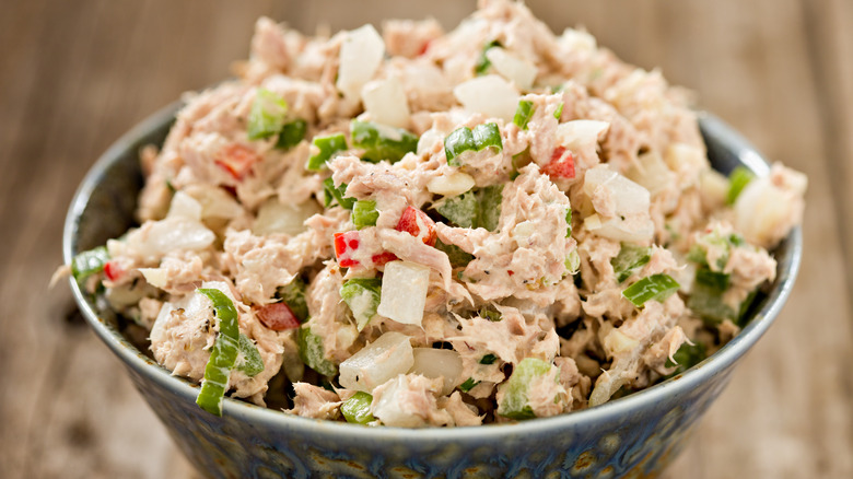 A bowl of fresh tuna salad