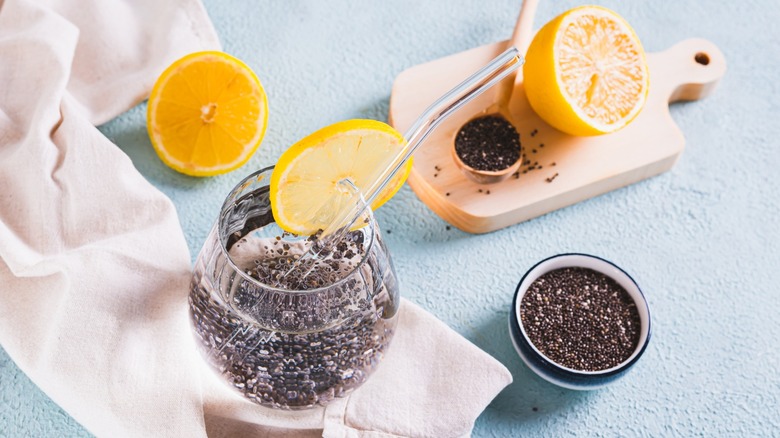 Chia seeds soaked in water