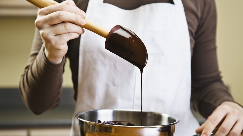 chocolate melted in double boiler