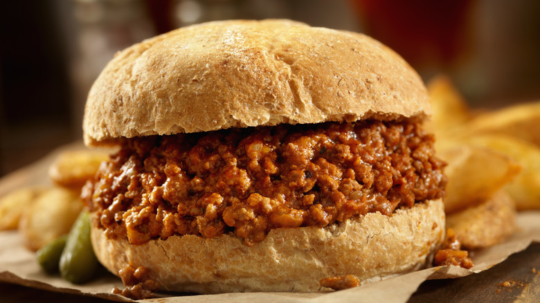 Sloppy Joe meat on a bun