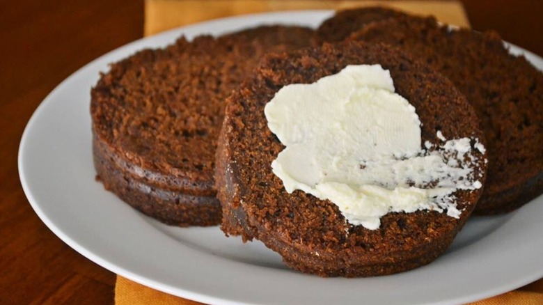 Canned bread sliced with butter