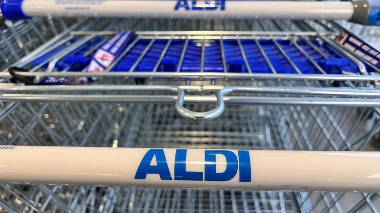 Close-up of Aldi shopping cart