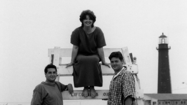 Paula Deen and sons at the beach