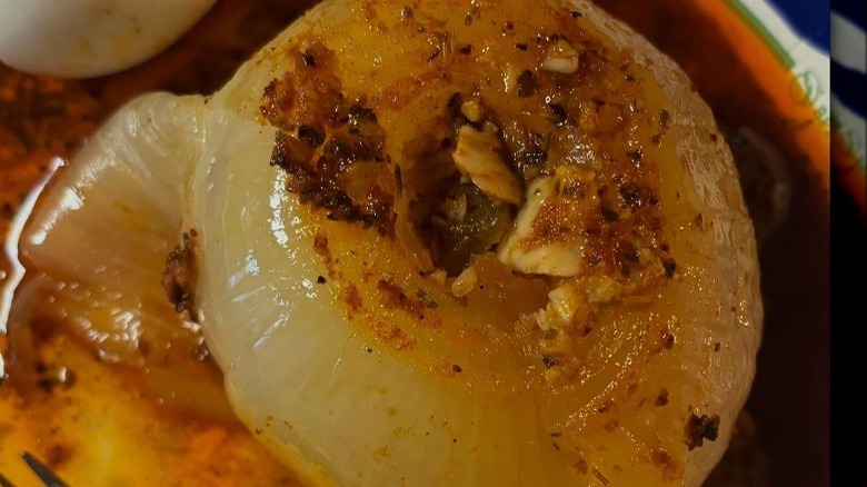 baked onion with seasonings