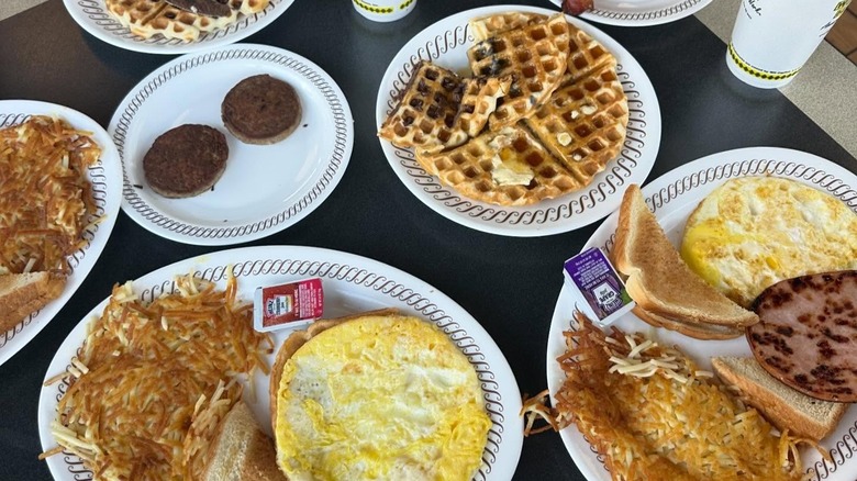 Assorted breakfast foods from Waffle House