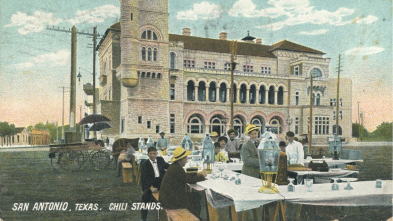 Postcard of the San Antonio chili stands