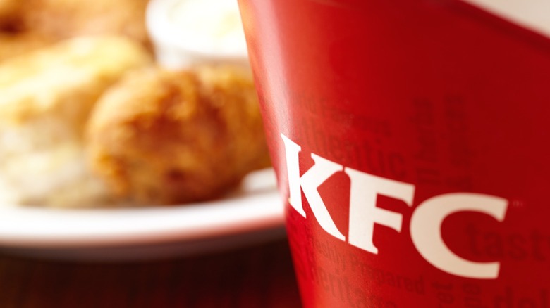 A dramatic, close-up image of a KFC bucket.