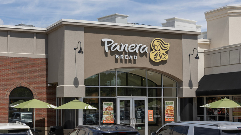 The exterior of a Panera Bread restaurant