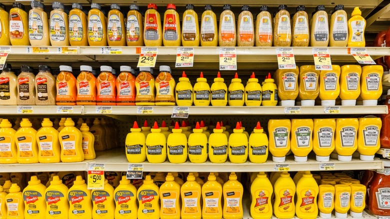 Mustard brands on grocery shelves