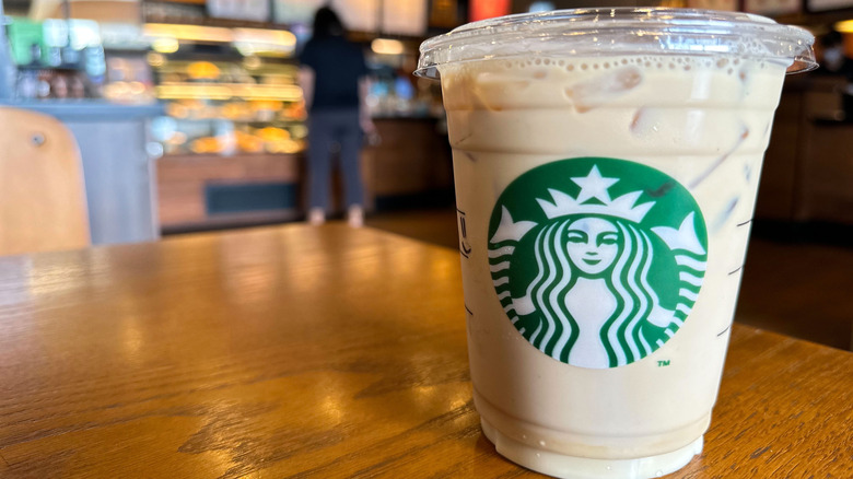 Starbucks iced coffee on table