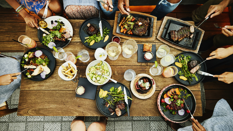 restaurant table of dishes