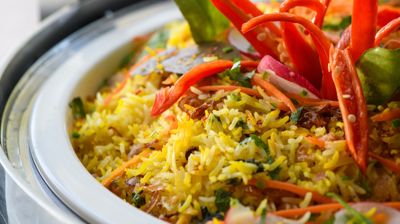 saffron biryani rice with vegetables