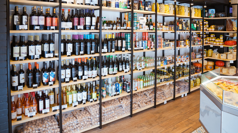 alcohol on shelves