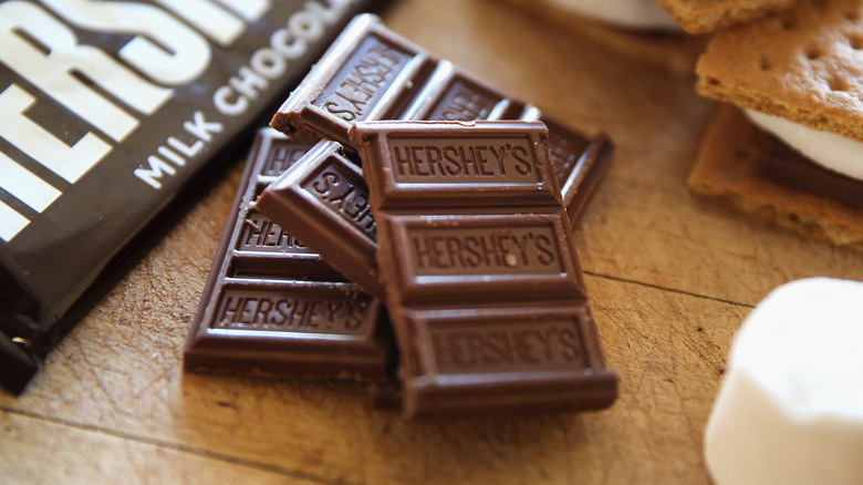 Hershey's chocolate near s'mores