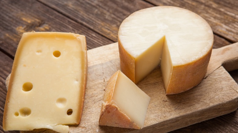 Cheese on wooden board