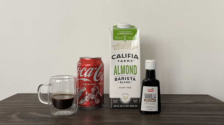 Ingredients for coke with espresso and cream