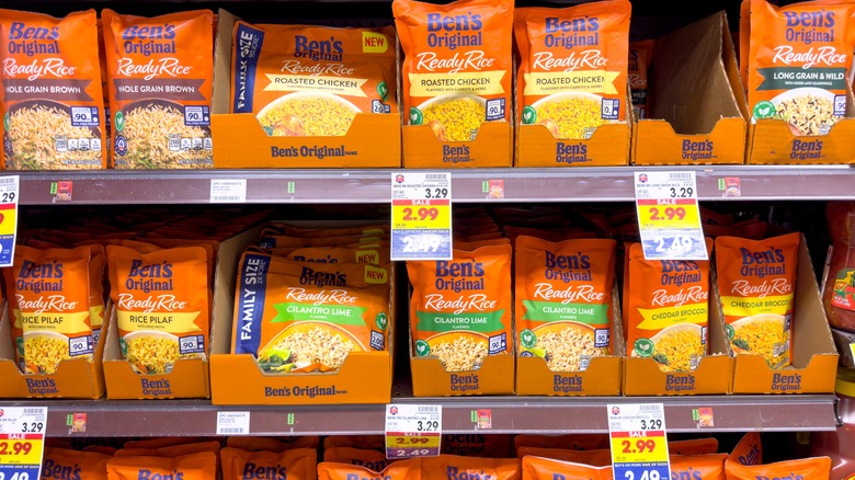 Packs of instant rice