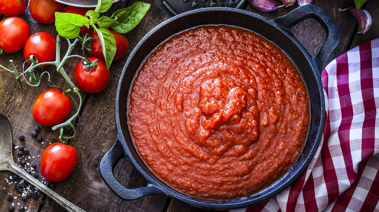 A pot of tomato sauce