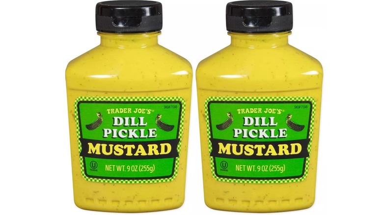 two bottles of Trader Joe's dill pickle mustard