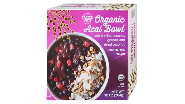 A recalled box of Trader Joe's Organic Acai Bowl is shown on its own