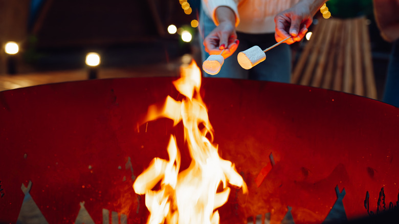 marshmallows roasted over flame