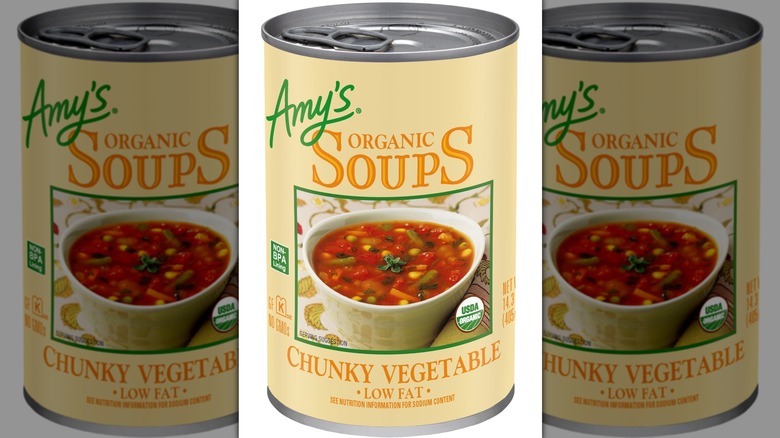 Can of Amy's Organic Chunky Vegetable Soup