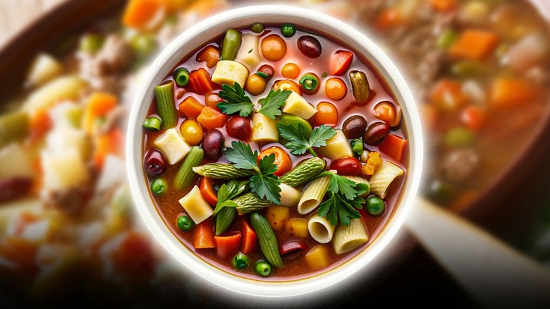 Close up of vegetable soup