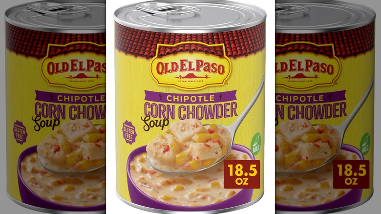 Can of Old El Paso Chipotle Corn Chowder soup