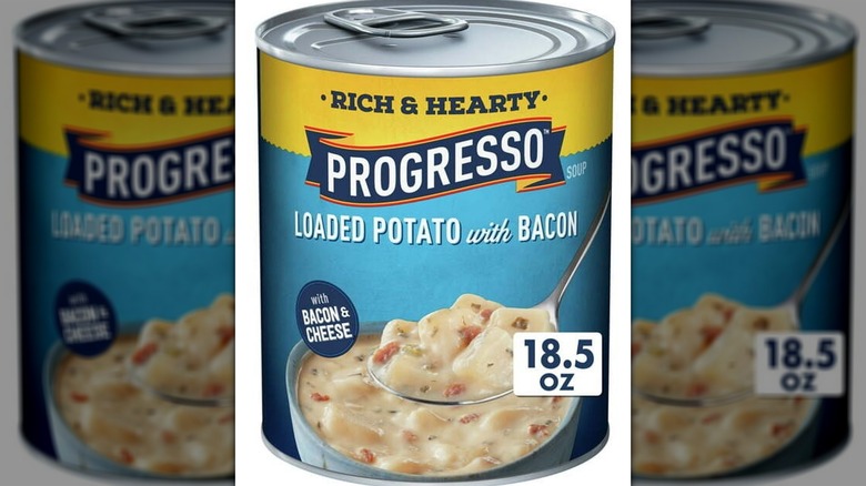 Can of Progresso potato and bacon soup