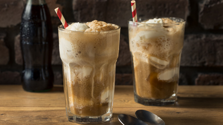 Two root beer floats