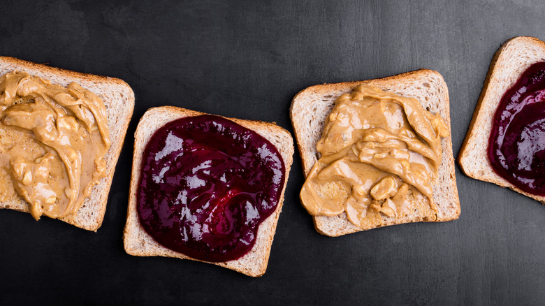 peanut butter and jelly on bread