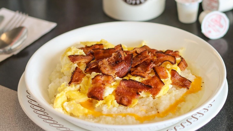 Waffle House grits bowl with bacon