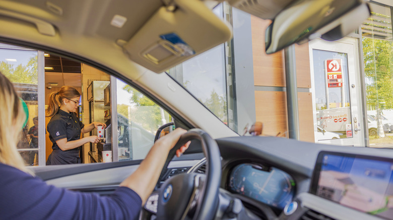 Person orders at McDonald's drive thru