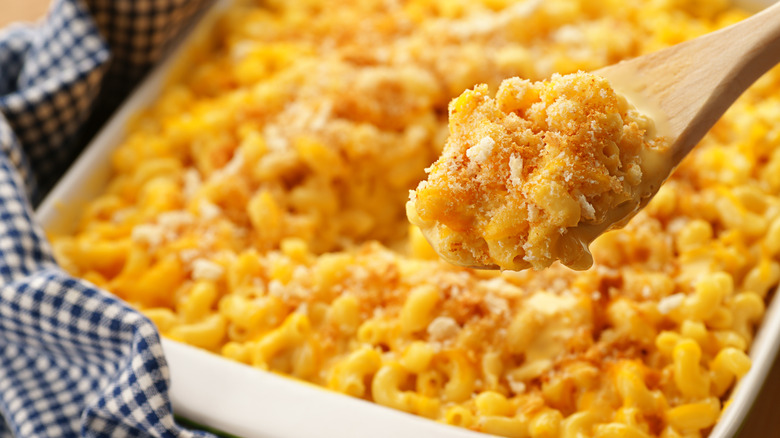 Macaroni and cheese in casserole dish