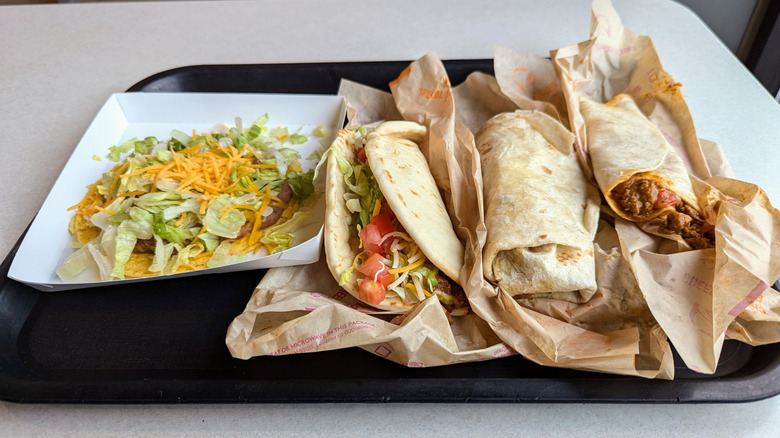 taco bell decades menu on tray