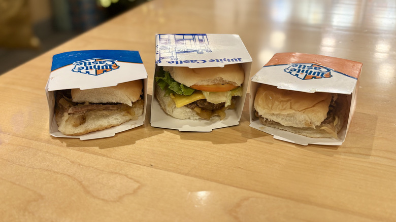 White Castle sliders on table