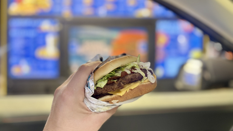 Handheld Sonic cheeseburger