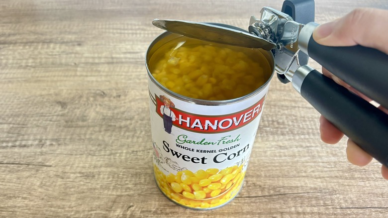 Hanover canned corn opened