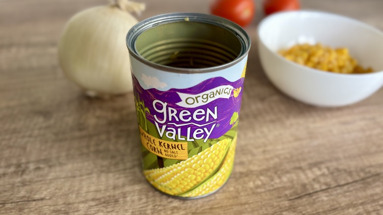 Open Green Valley corn can