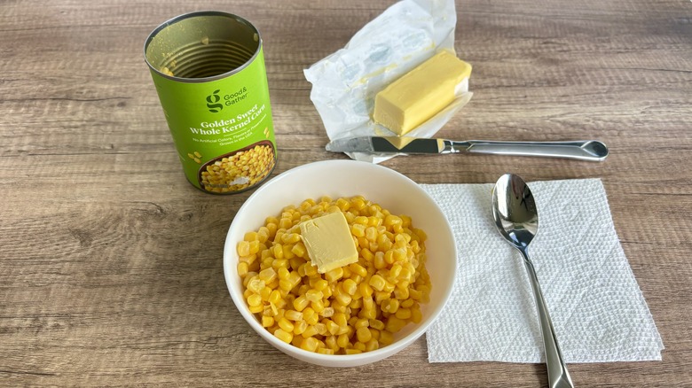 Can of Good & Gather corn in a bowl