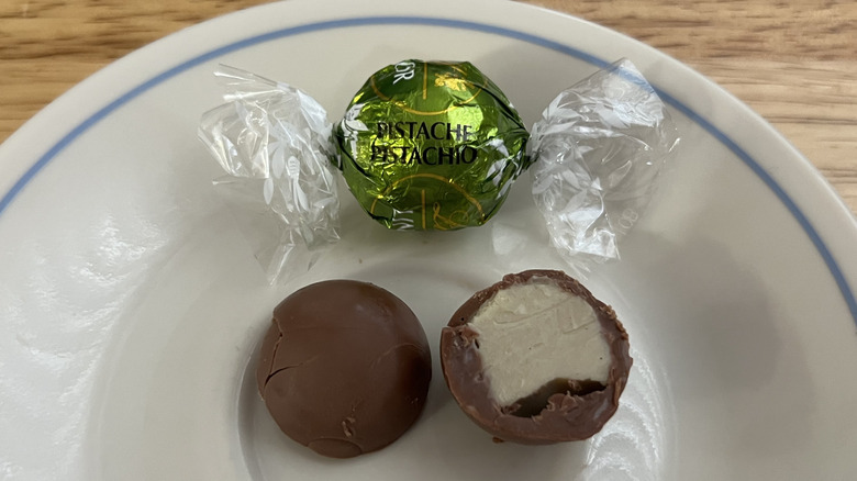 Lindt Lindor Pistachio truffles on plate