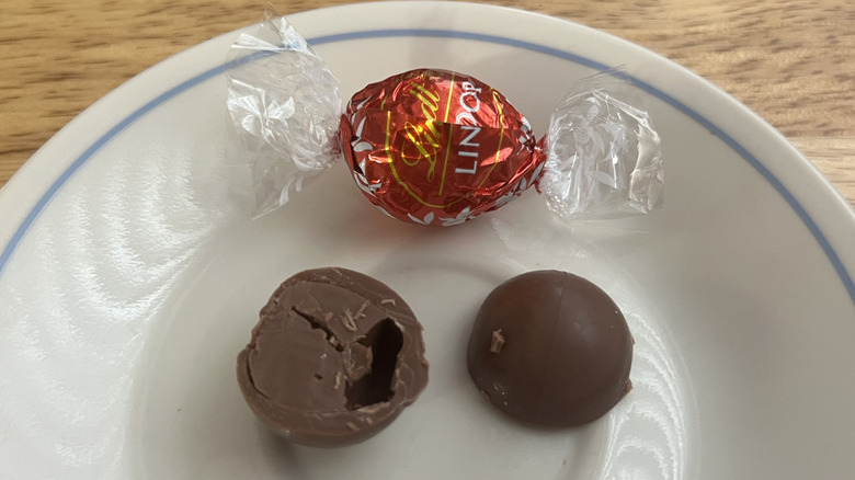 Lindt Lindor Milk Chocolate truffles on plate