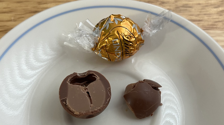 Lindt Lindor Caramel Milk Chocolate truffles on plate