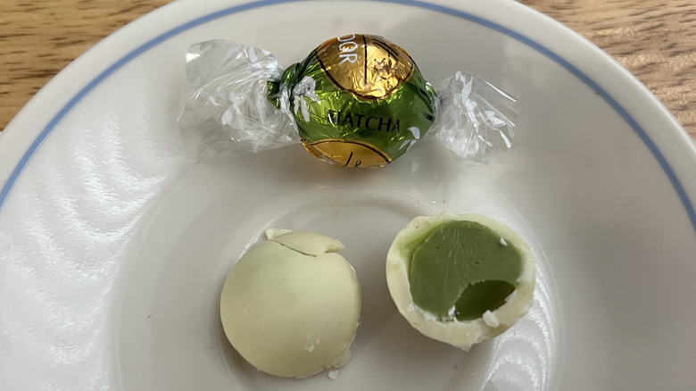 Lindt Lindor Matcha truffles on plate