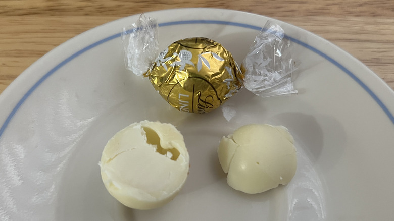 Lindt Lindor White Chocolate truffles on plate