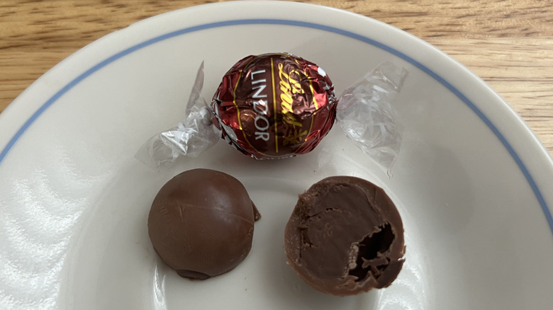 Lindt Lindor Double Chocolate truffles on plate