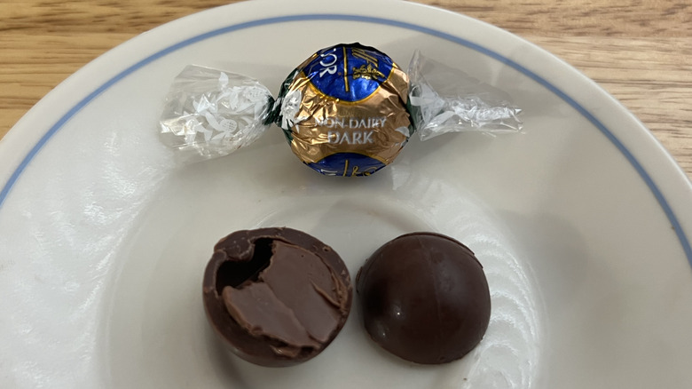 Lindt Lindor Non-Dairy Oatmilk Dark truffles on plate